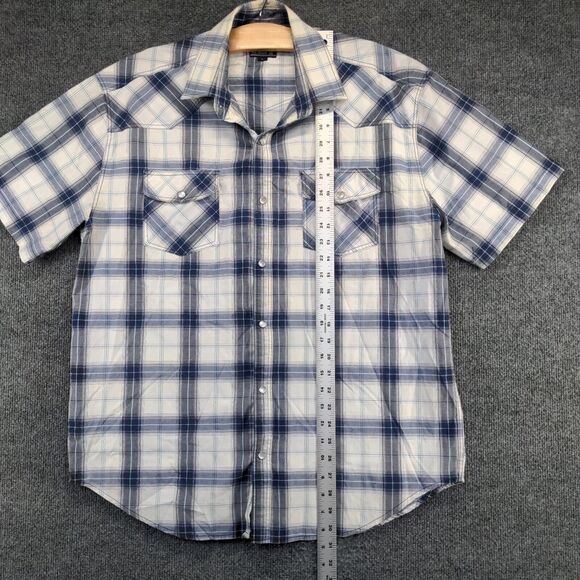 RK Brand Men's Western Snap Shirt Multi Large Short Sleeve Plaid Pockets - Picture 10 of 12